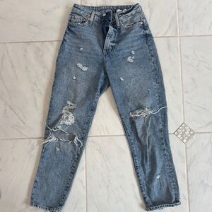 H&M Blue Ripped Boyfriend Jeans